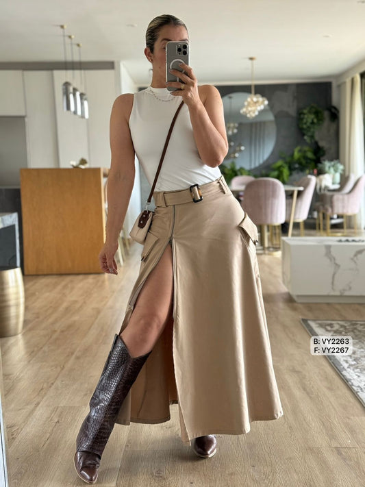 Falda Drill Larga - Versatilidad y Elegancia en Una Pieza