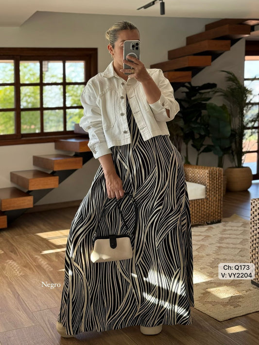 Vestido Zebra Largo - Elegancia Animal Print - EUREKkA  FASHION