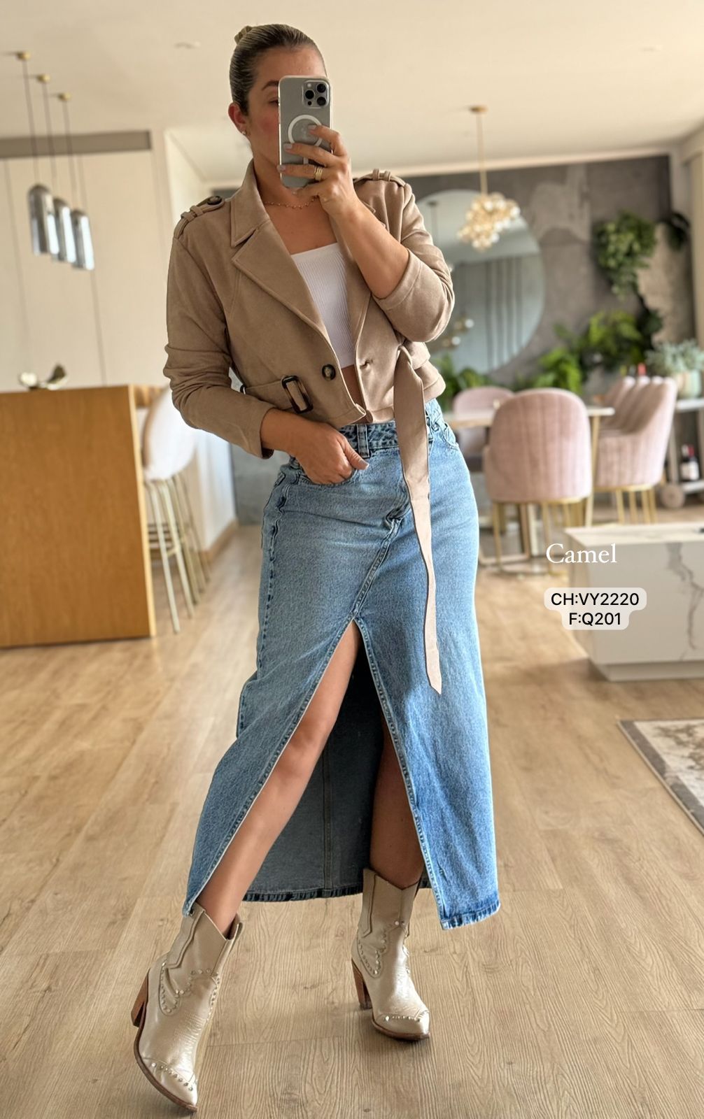 Falda Larga Denim con Abertura - Versatilidad Infinita