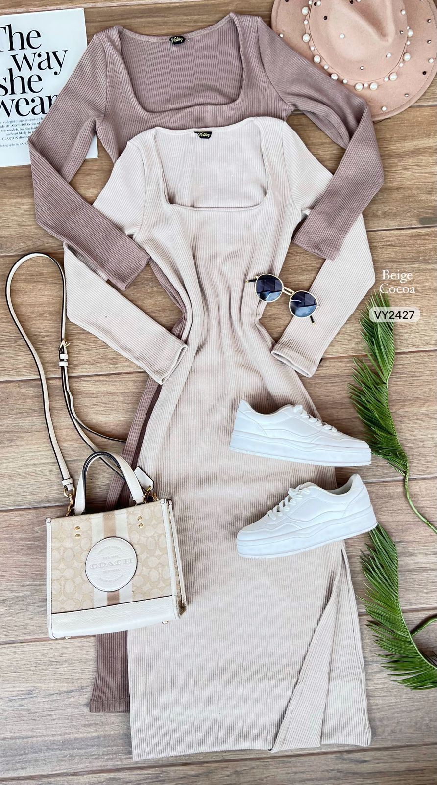 Vestido Manga Larga en Hilo